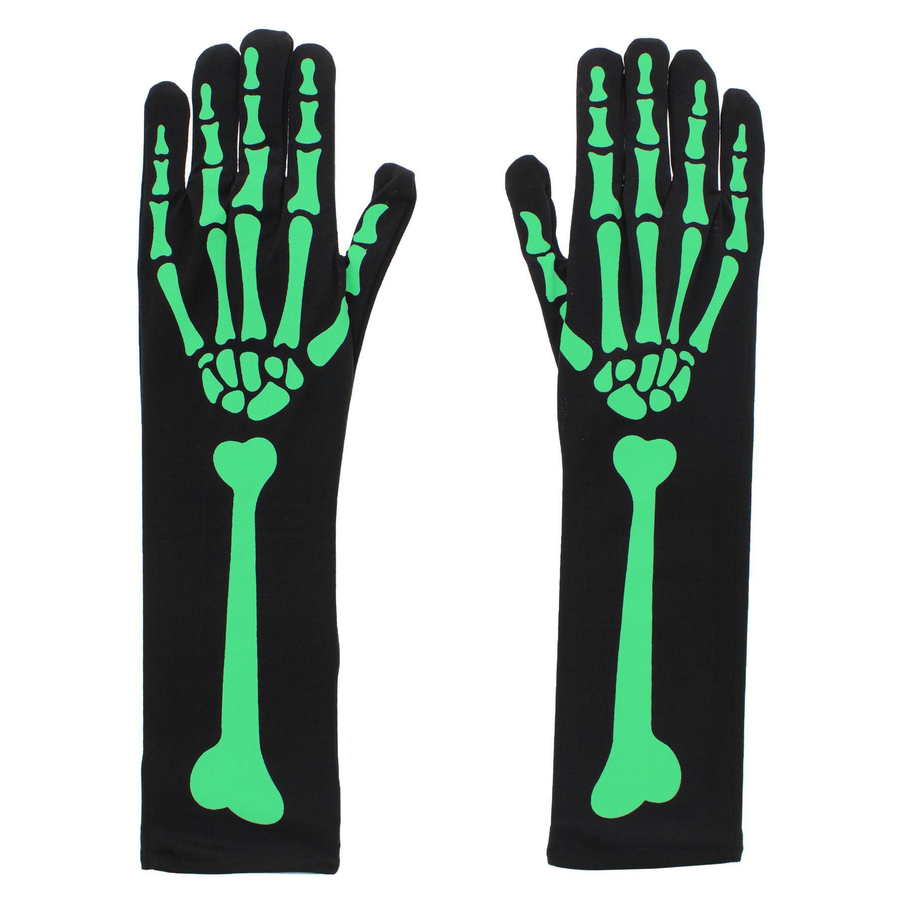 Zac's Alter Ego - Glow In The Dark Long Sleeve Skeleton Gants - Noir/Blanc
